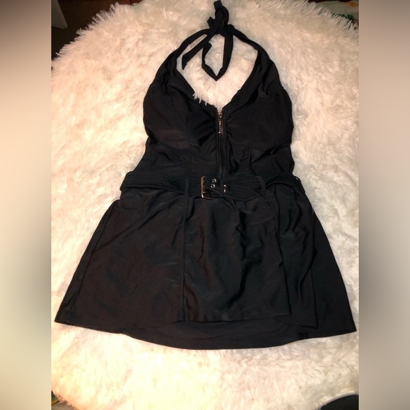 VENUS Black Halter Belted Swim Dress with size 10 - Picture 3 of 15